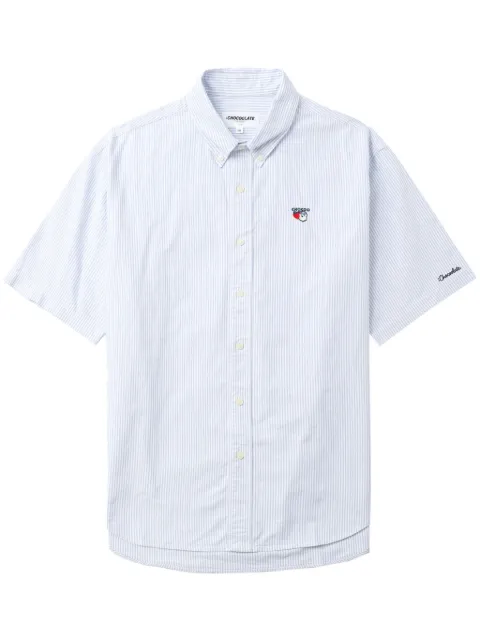 CHOCOOLATE logo-embroidered striped cotton shirt