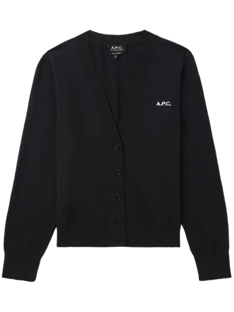 A.P.C. logo-embroidered cotton cardigan