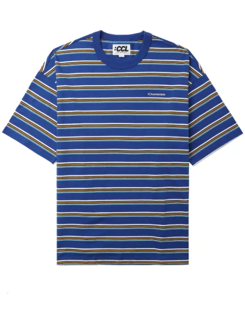 CHOCOOLATE logo-embroidered striped cotton shirt