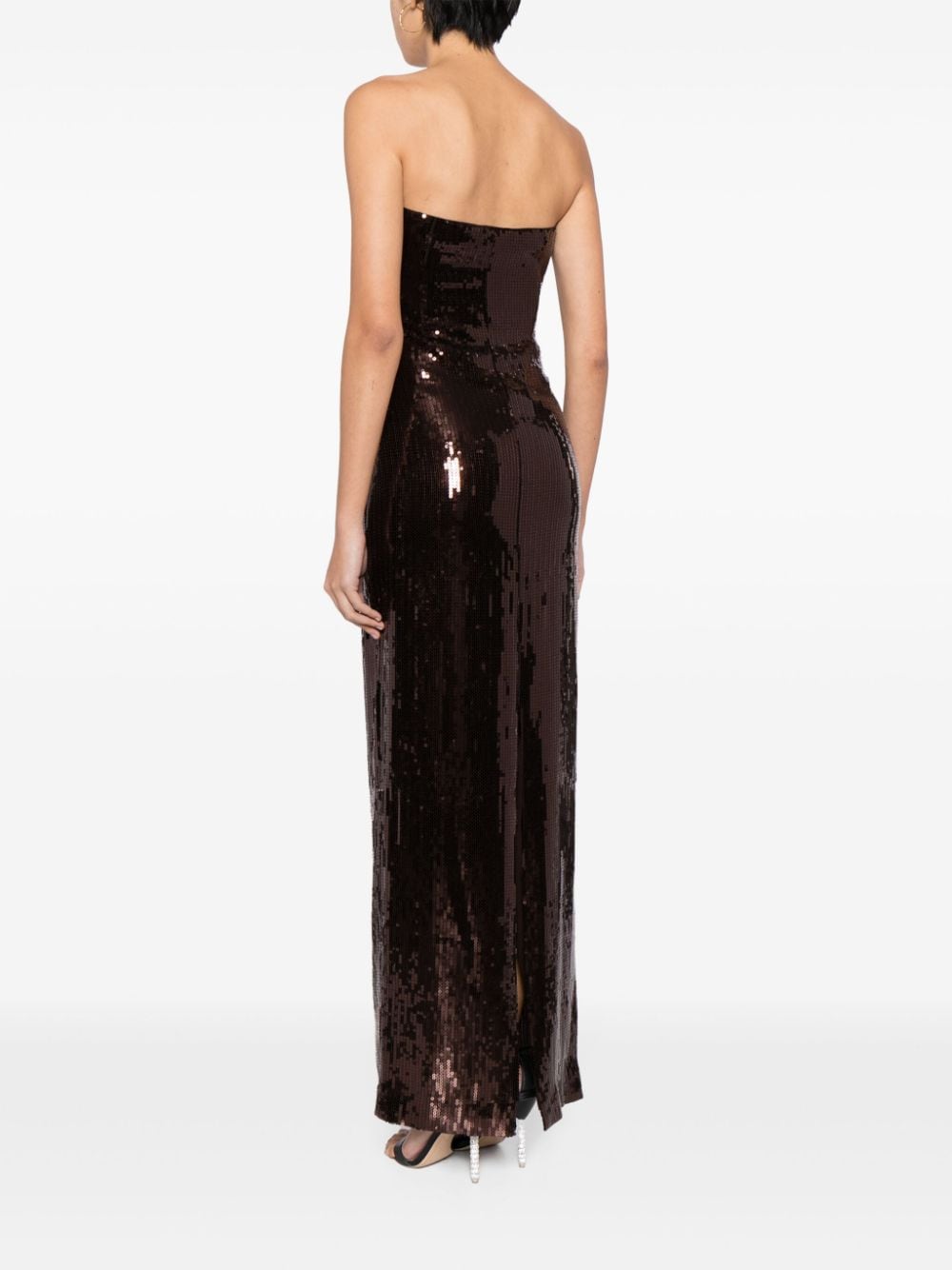 Shop Retroféte Ember Sequinned Dress In Brown