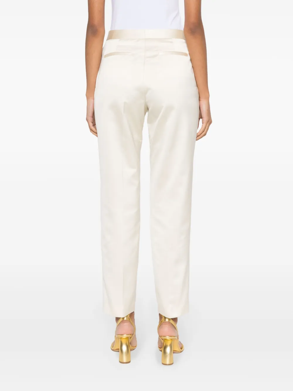 Shop Fabiana Filippi Tailored Satin Trousers In 中性色