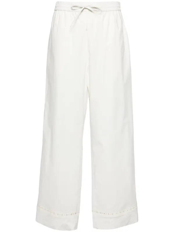 Yves Salomon High-waist Straight-leg Trousers in White