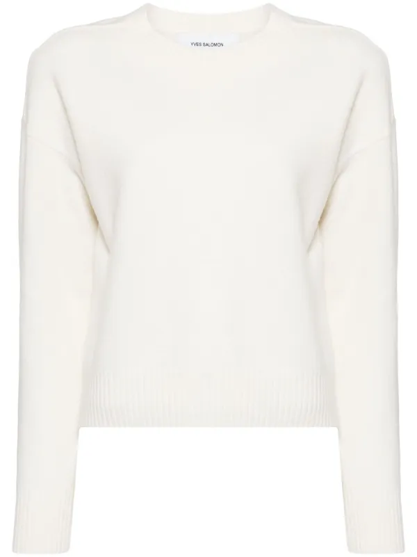 Yves Salomon Crew-neck Wool Jumper in White