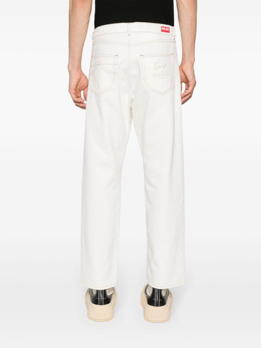 Shop Kenzo Asagao Cropped Straight-leg Jeans In Neutrals