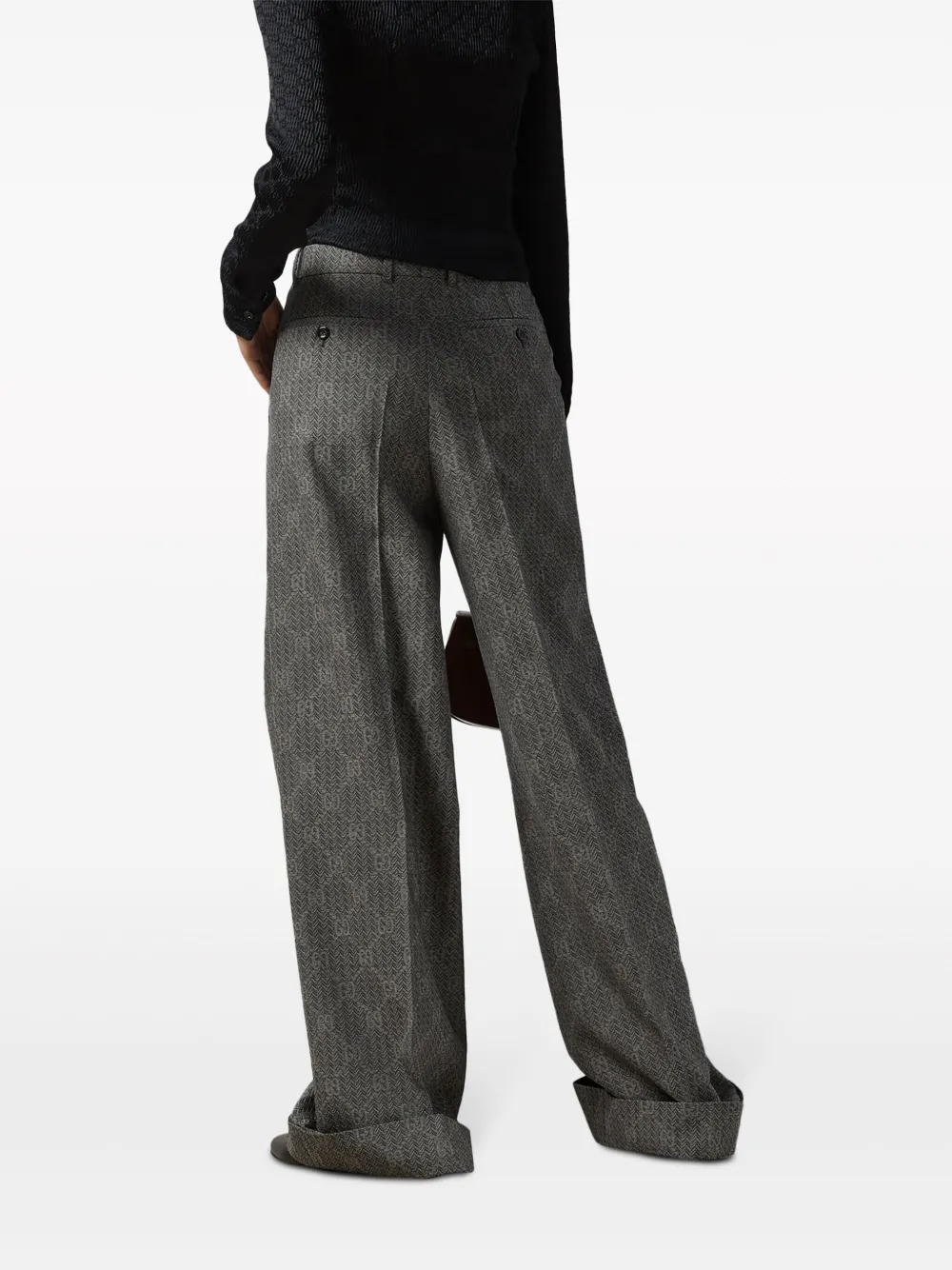 Gucci GG wollen broek met wijde pijpen Grijs