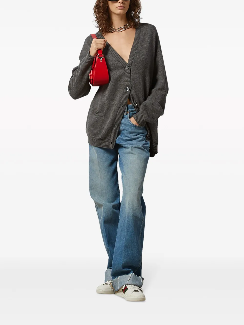 Gucci V-neck cashmere cardigan - Grijs