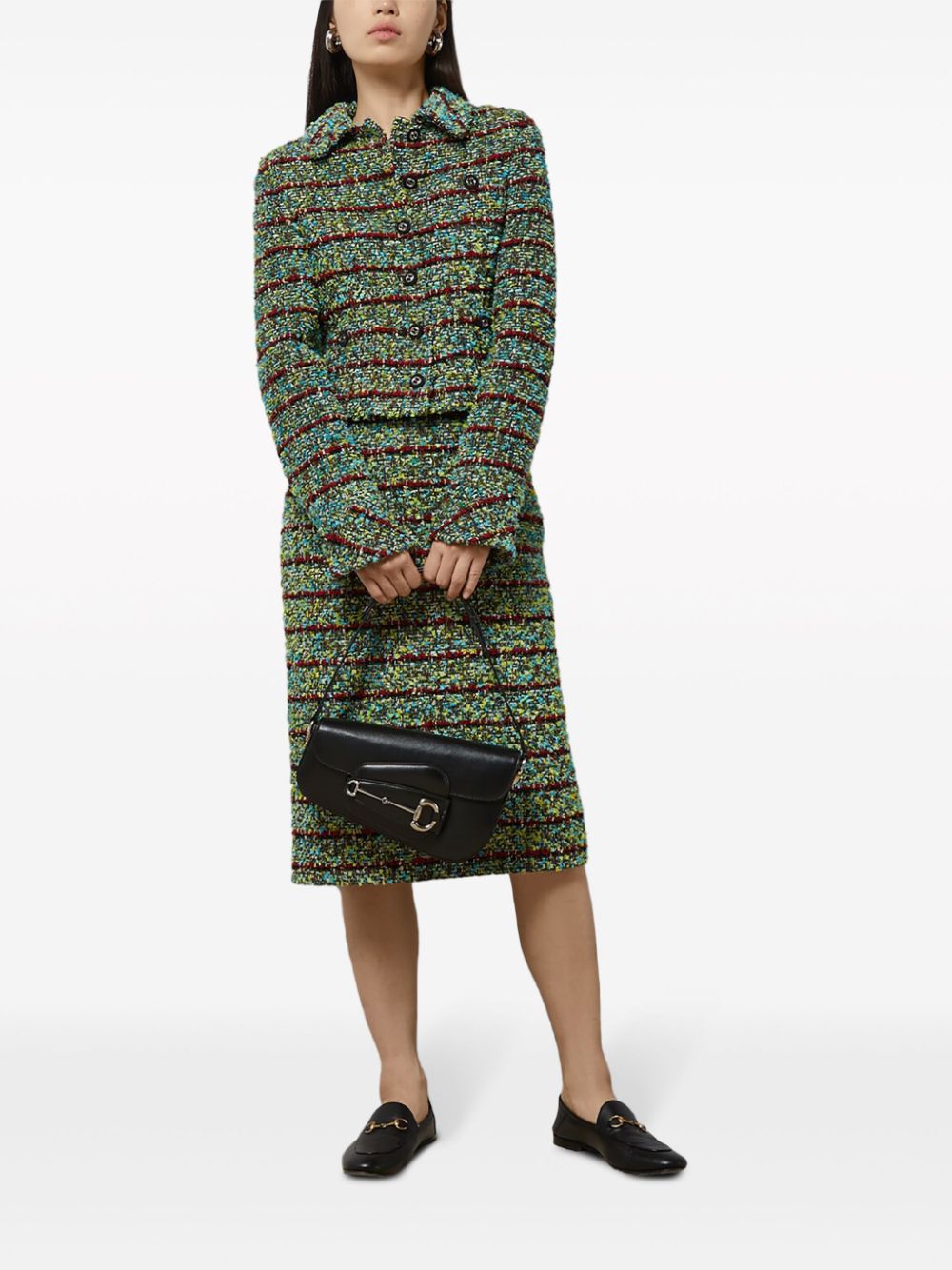 Gucci striped tweed midi skirt - Groen