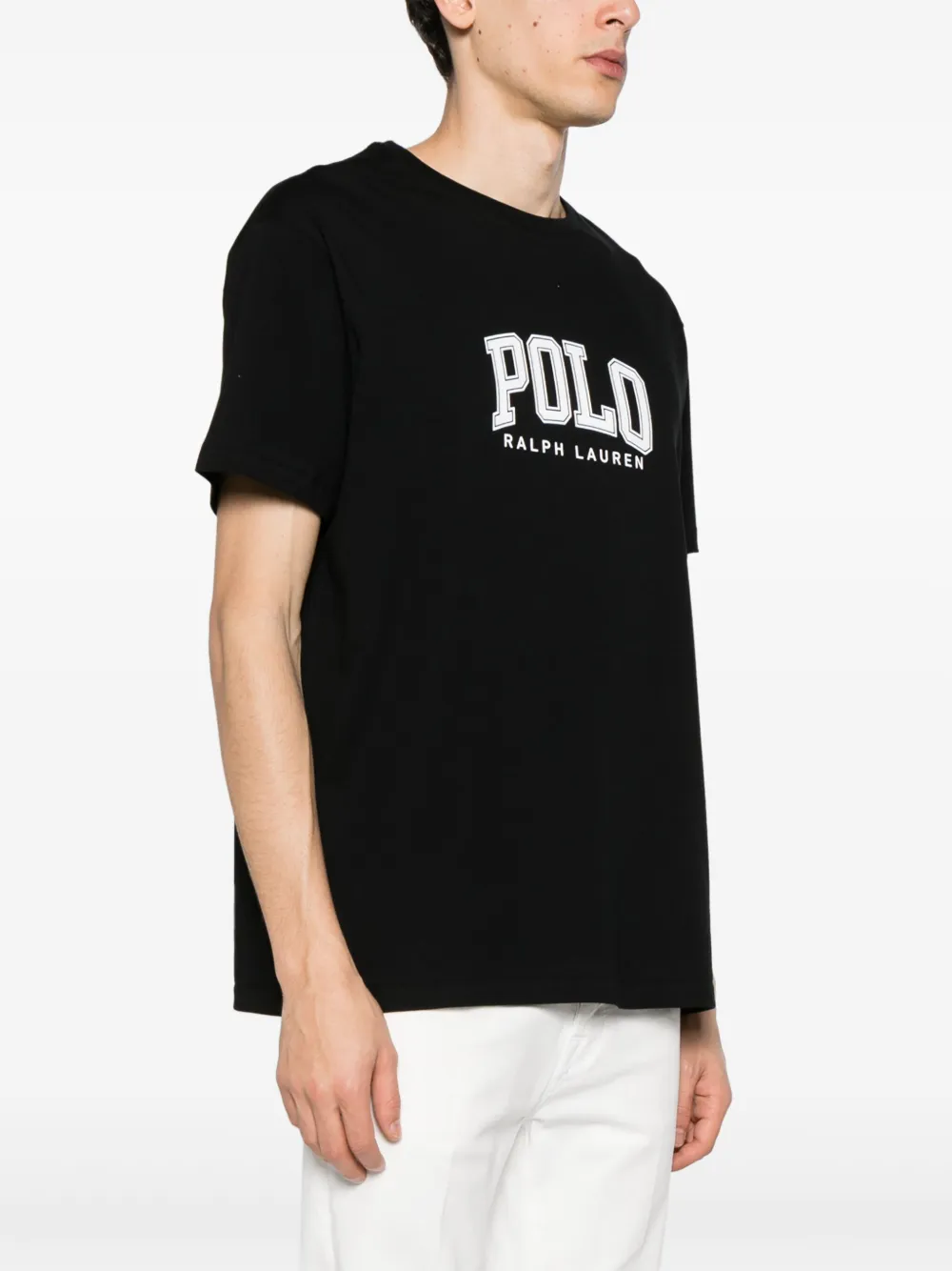 Shop Polo Ralph Lauren Logo-print Cotton T-shirt In Black