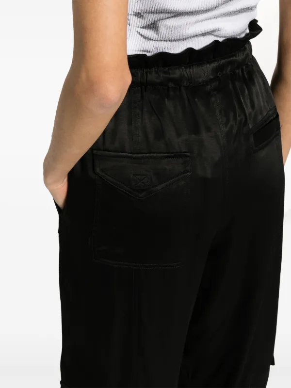 GANNI Satin Cargo Trousers | Black | FARFETCH JO
