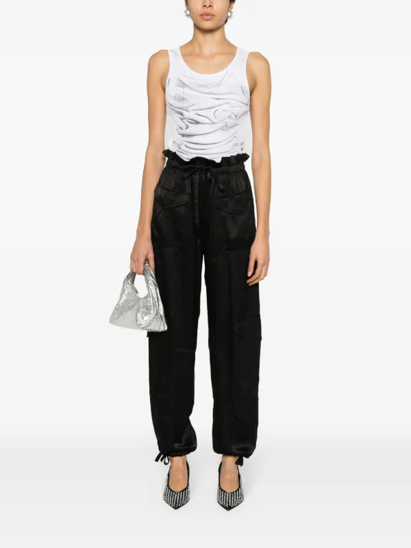 GANNI Satin Cargo Trousers | Black | FARFETCH