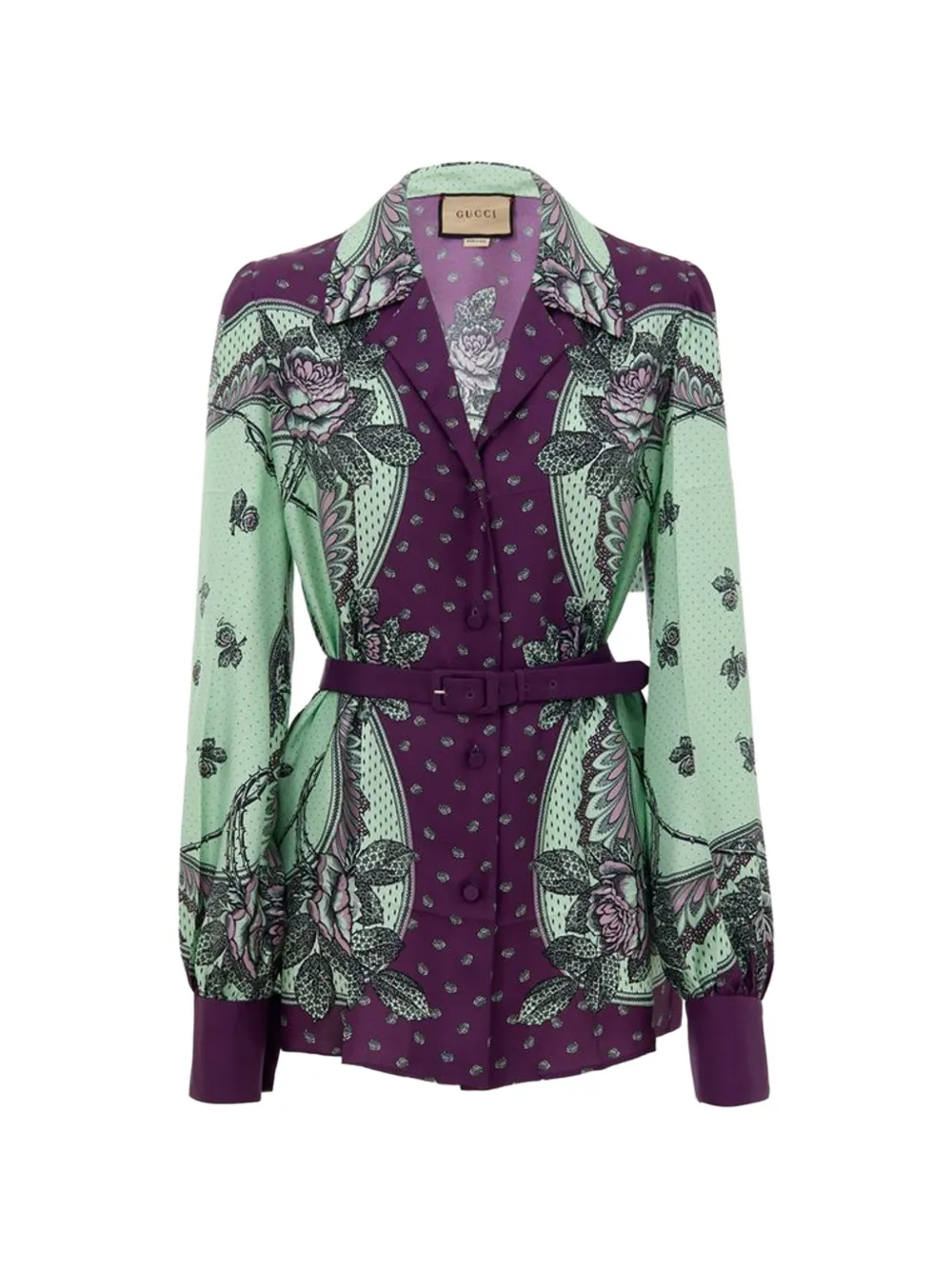 Gucci Hemd aus Seide mit Paisley-Print - Grün
