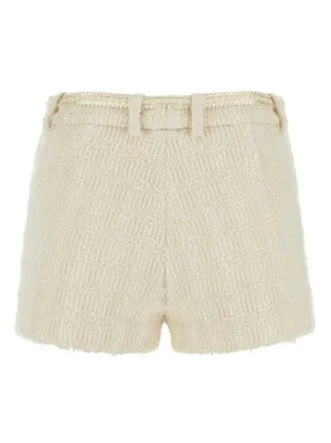 GUCCI Contrast band tweed bermuda レディース ショートパンツ Wool tweed shorts in ivory | GUCCI® TR