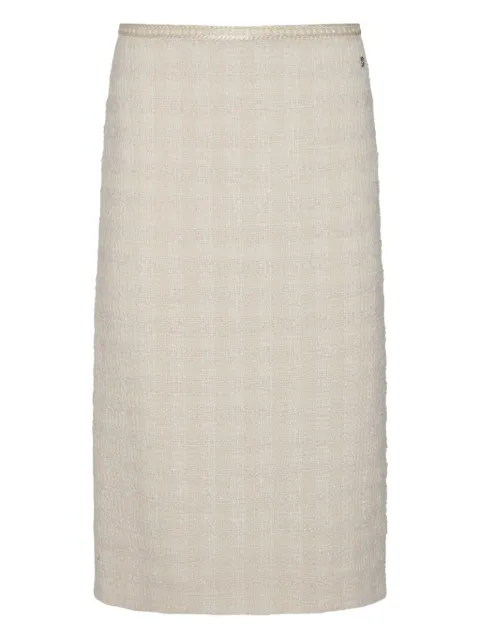 Gucci logo-plaque tweed midi skirt