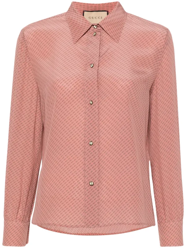 Gucci Micro G print Silk Shirt Pink FARFETCH UK