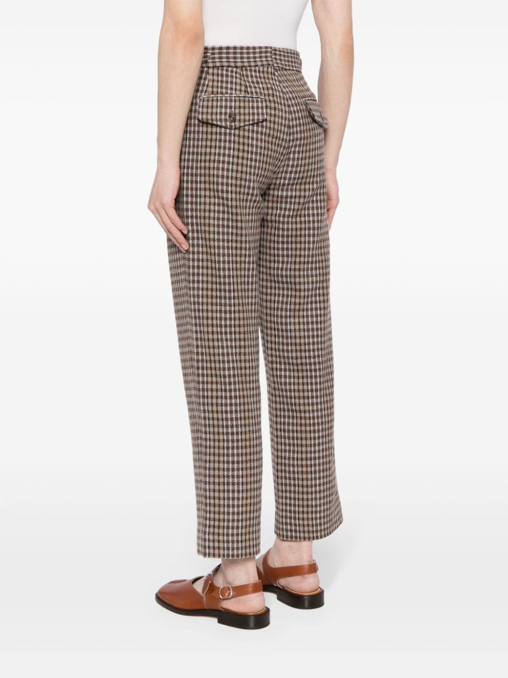 Shop Bode Marston Check Tweed Trousers In Brown