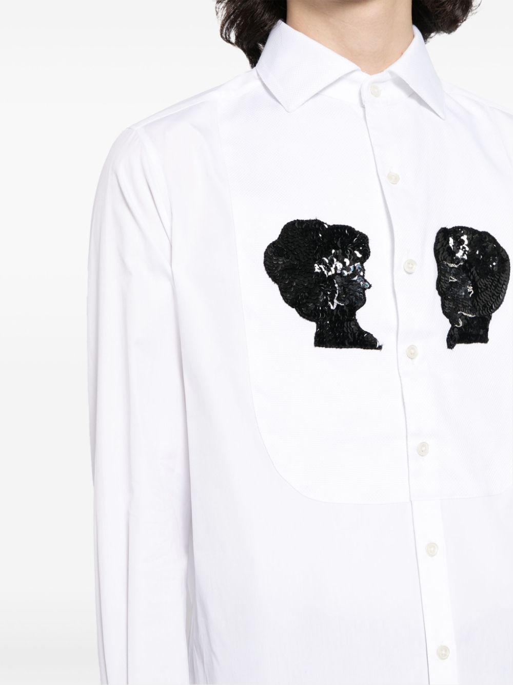 Shop Bode Sequin-embellished Cotton Shirt In White