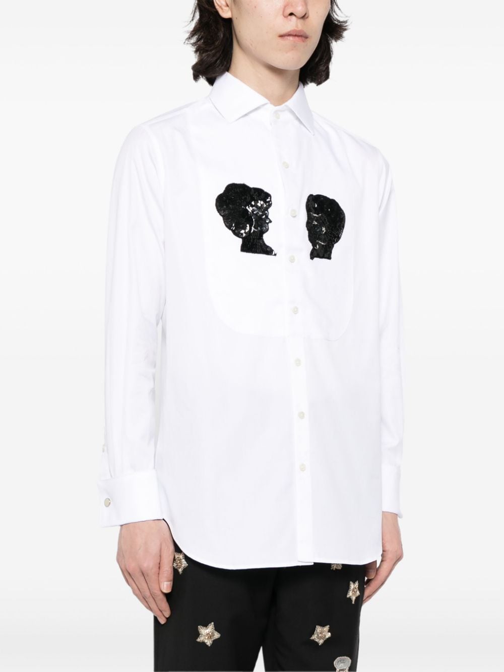 Shop Bode Sequin-embellished Cotton Shirt In White