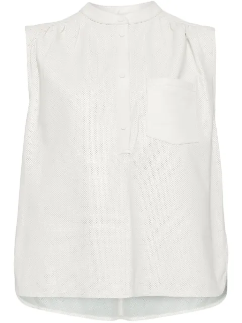 Yves Salomon blouse en cuir à design sans manches