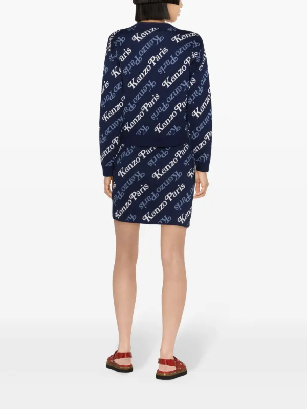 Kenzo Verdy ロゴインターシャ セーター | ブルー | FARFETCH JP