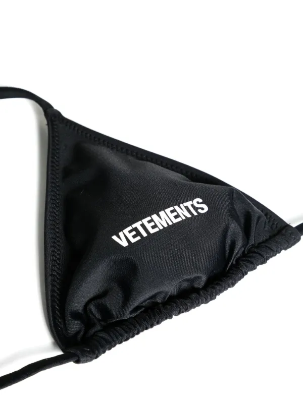 VETEMENTS logo-print triangle-cup Bikini Top | Black