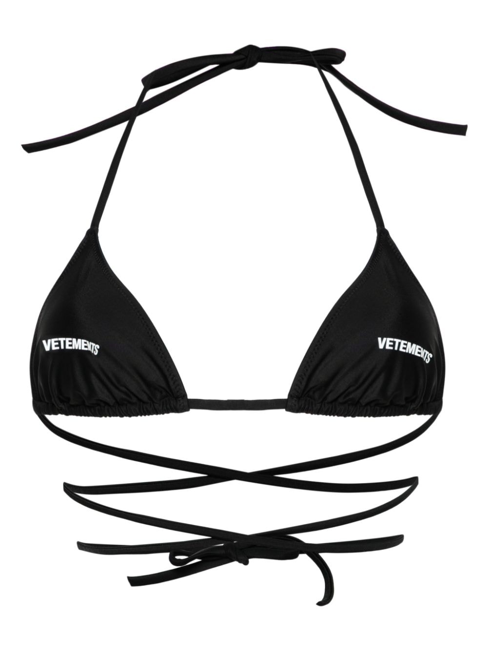 VETEMENTS logo-print triangle-cup bikini top – Black