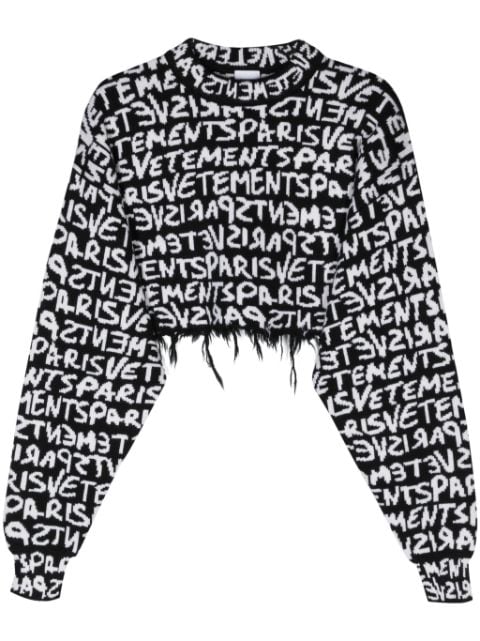 VETEMENTS logo-intarsia knit cropped jumper