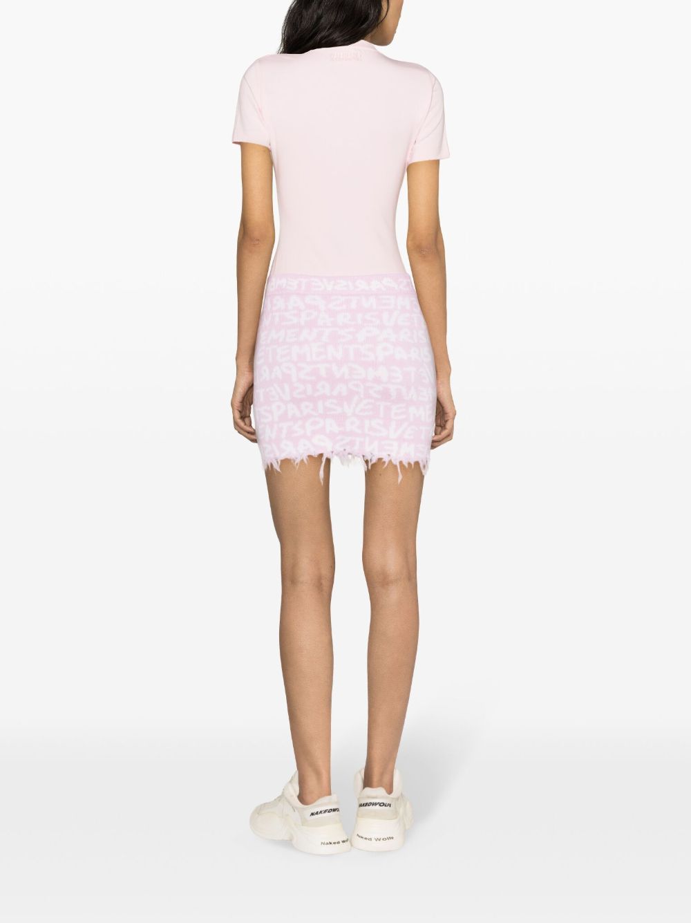 Shop Vetements Monogram-jacquard Merino Miniskirt In Rosa