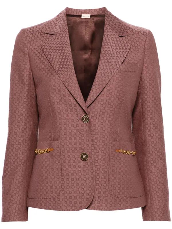 Gucci GG Damier Horsebit detail Blazer Pink FARFETCH AE