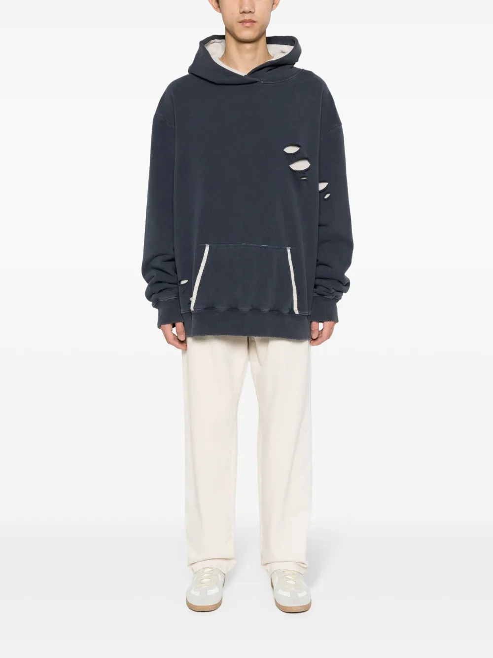 Maison Margiela Layered Distressed Cotton Hoodie - Farfetch