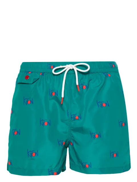 Kiton logo-print swim shorts