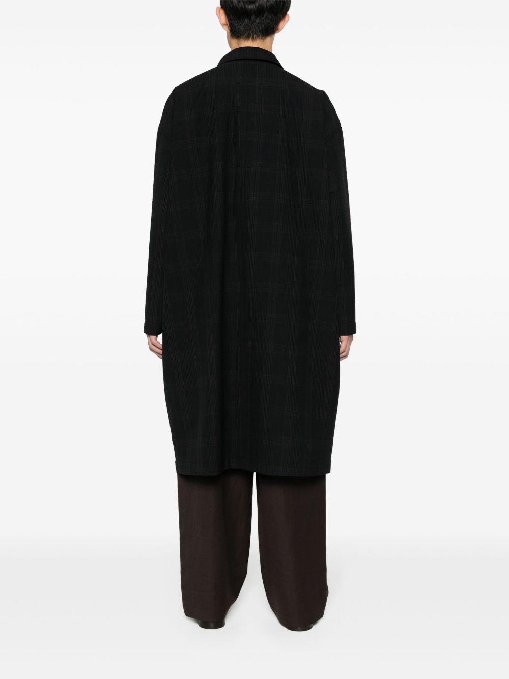 Shop Lemaire Checked Wool Coat In Black