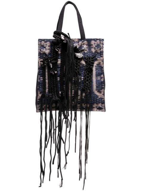 Biyan braid-detail embroidered tote bag