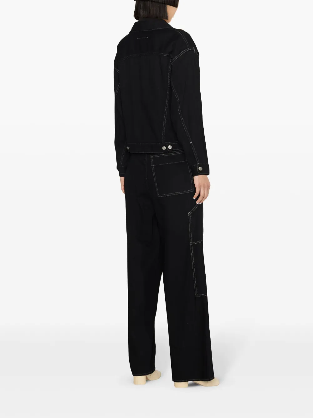 Mm6 Maison Margiela Metallic-thread Denim Jacket In Black
