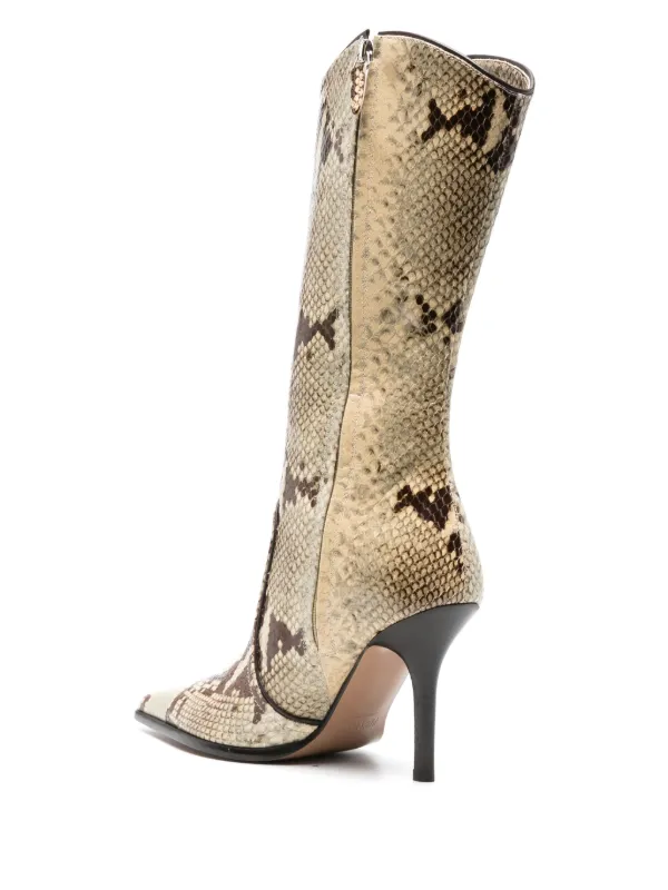 Paris Texas Ashley 95mm snakeskin-effect Boots | Yellow