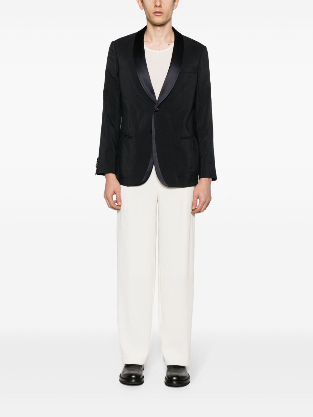 Giorgio Armani ribbed drop-crotch trousers - White