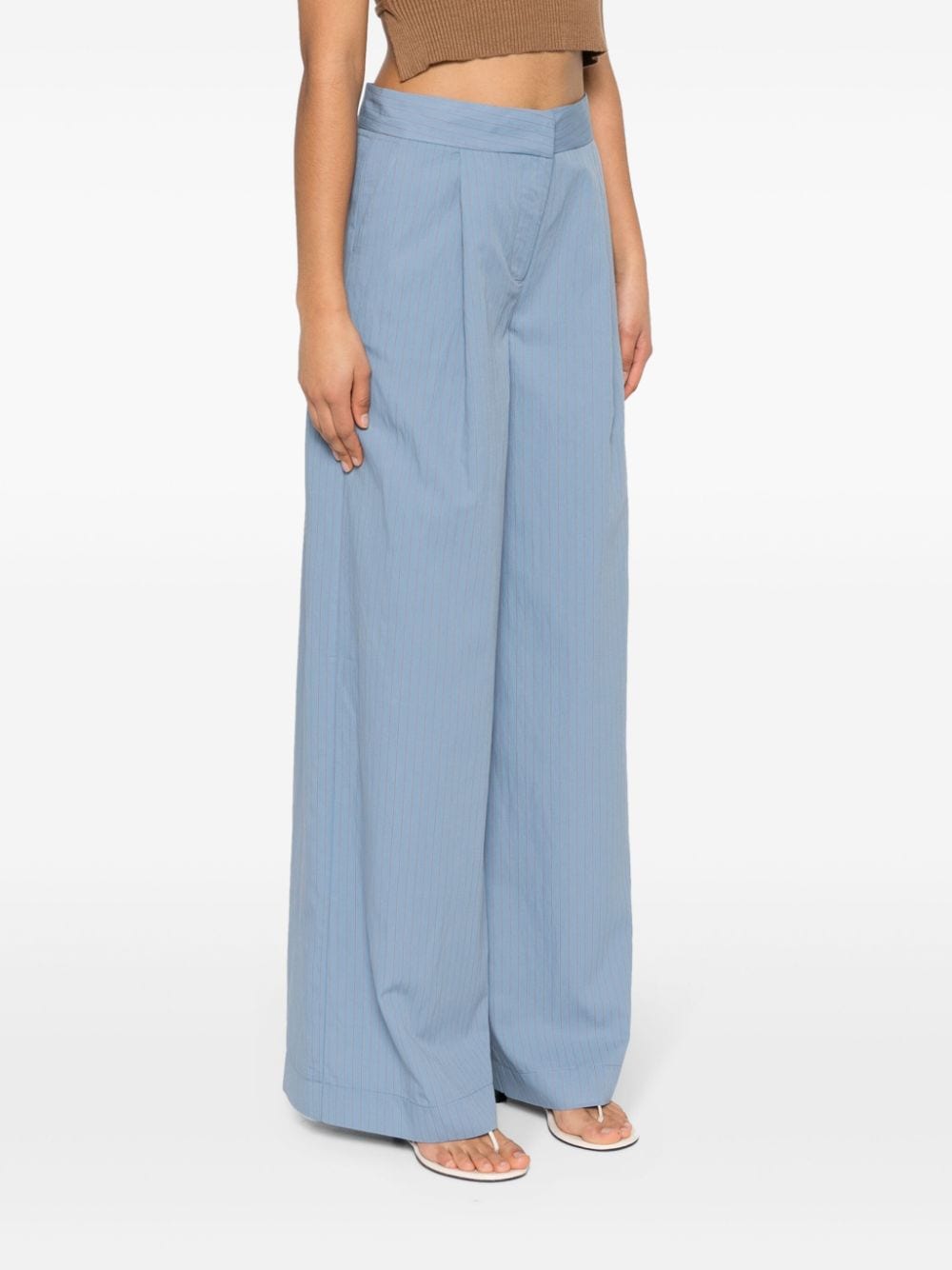 Shop Federica Tosi Pinstriped Wide Trousers In Blue