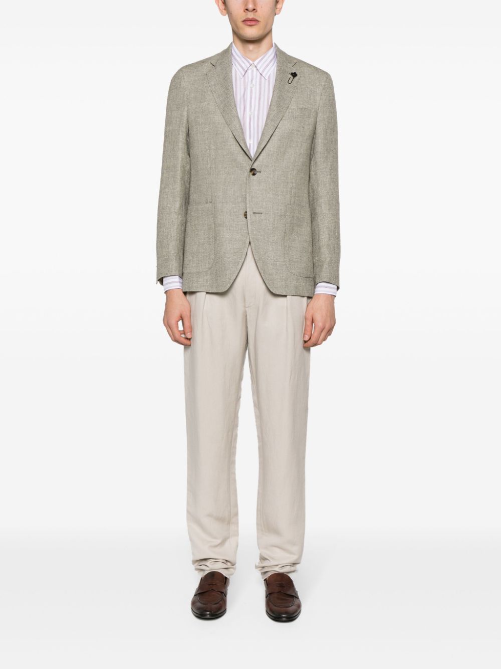 Shop Canali Adjuster Mid-rise Tapered Trousers In Braun