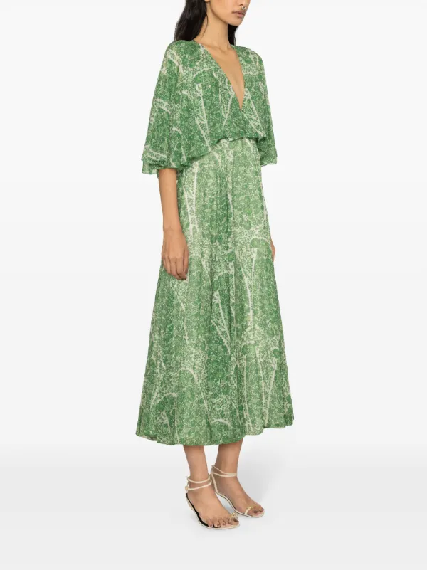 Giambattista Valli ボタニカルプリント シルクドレス | グリーン