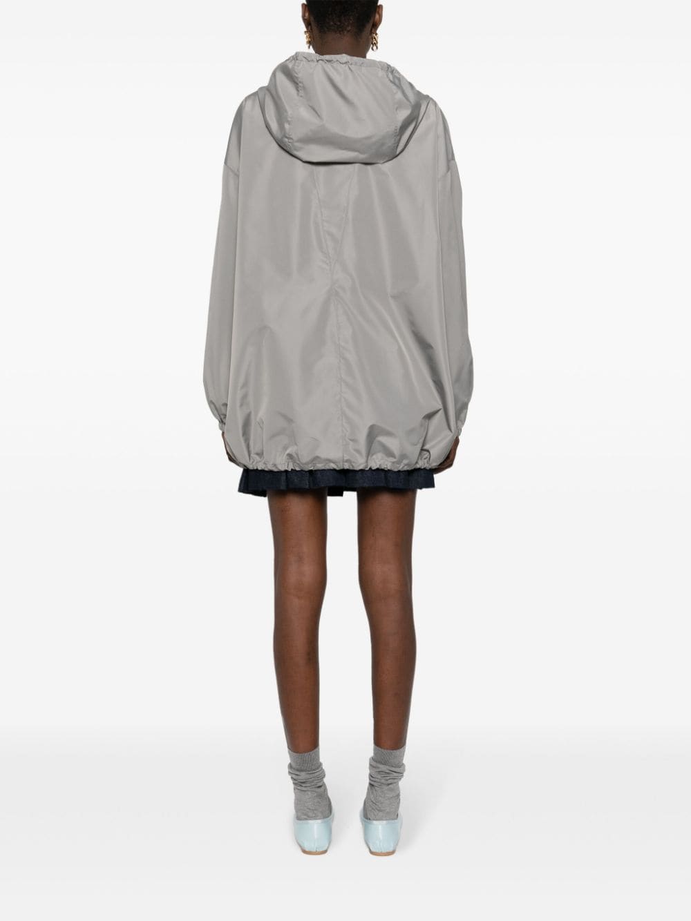 Shop Miu Miu Logo-appliqué Water-repellent Jacket In Grey