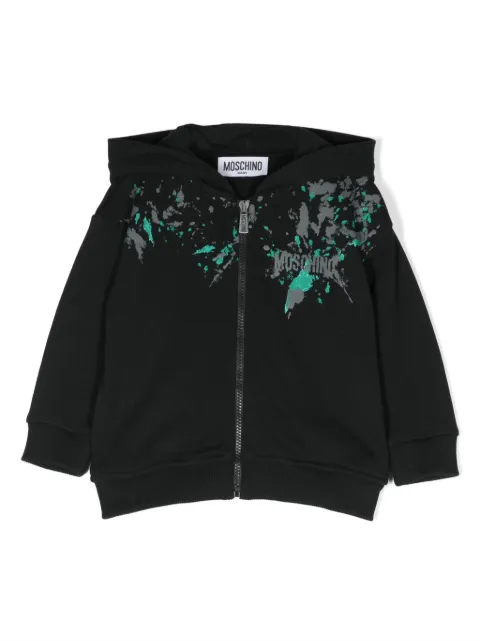 Moschino Kids hoodie con cierre y logo estampado