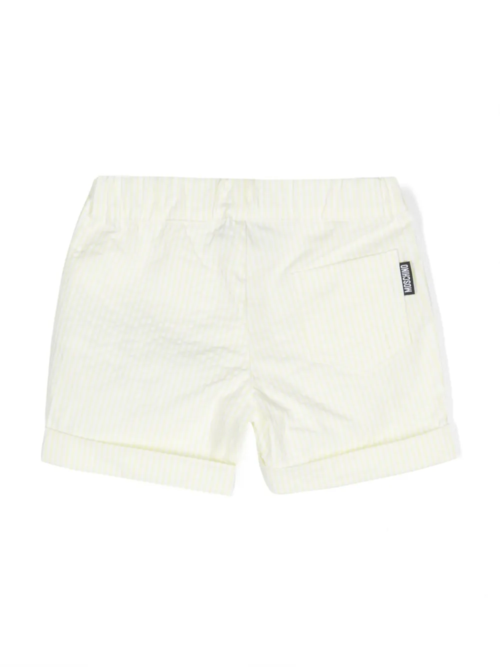 Shop Moschino Teddy Bear Striped Cotton Shorts In Yellow