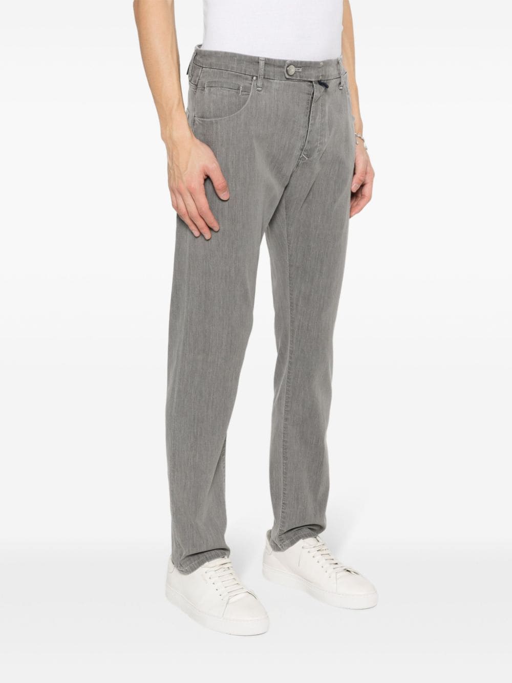 Shop Incotex Mid-rise Slim-fit Jeans In Grey