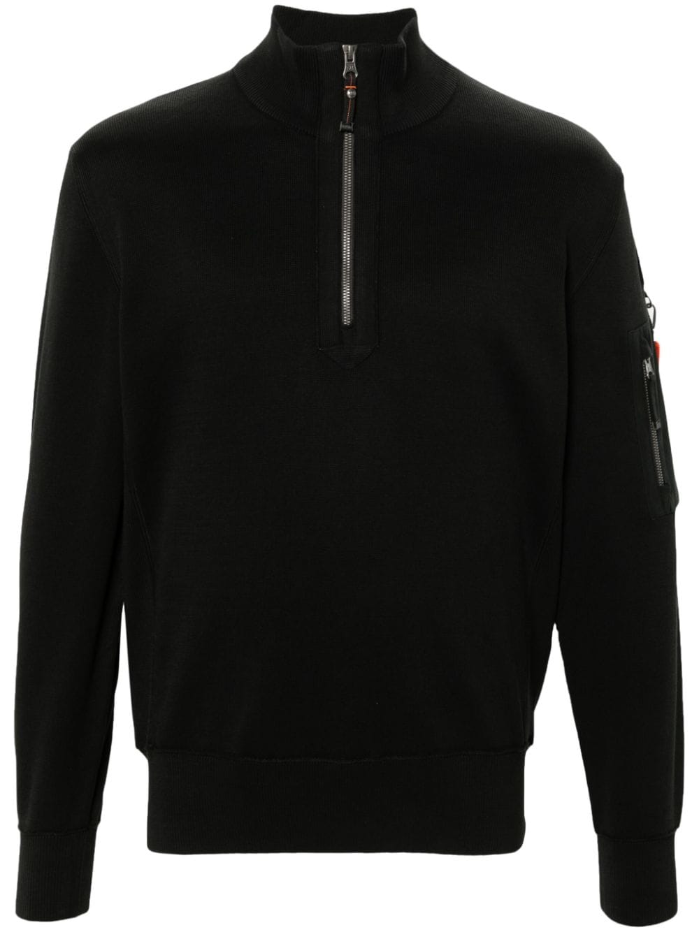 Parajumpers Logo-appliqué Half-zipped Sweatshirt In Black