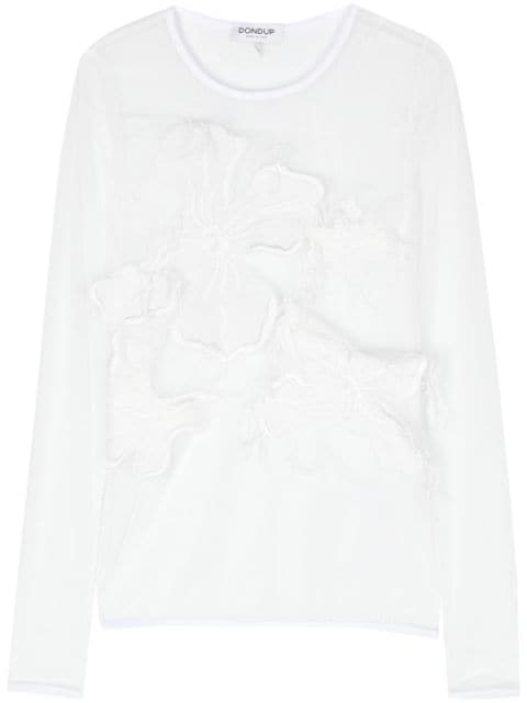 DONDUP floral-appliqué mesh blouse