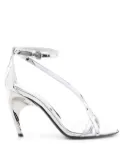 Alexander McQueen Twisted Armadillo 95mm patent sandals - Silver