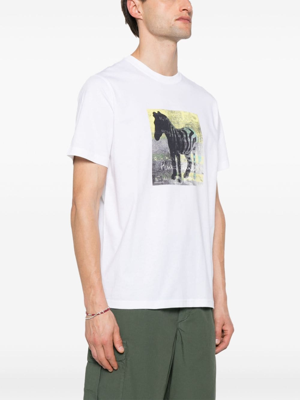 Shop Paul Smith Motif-print Organic Cotton T-shirt In White