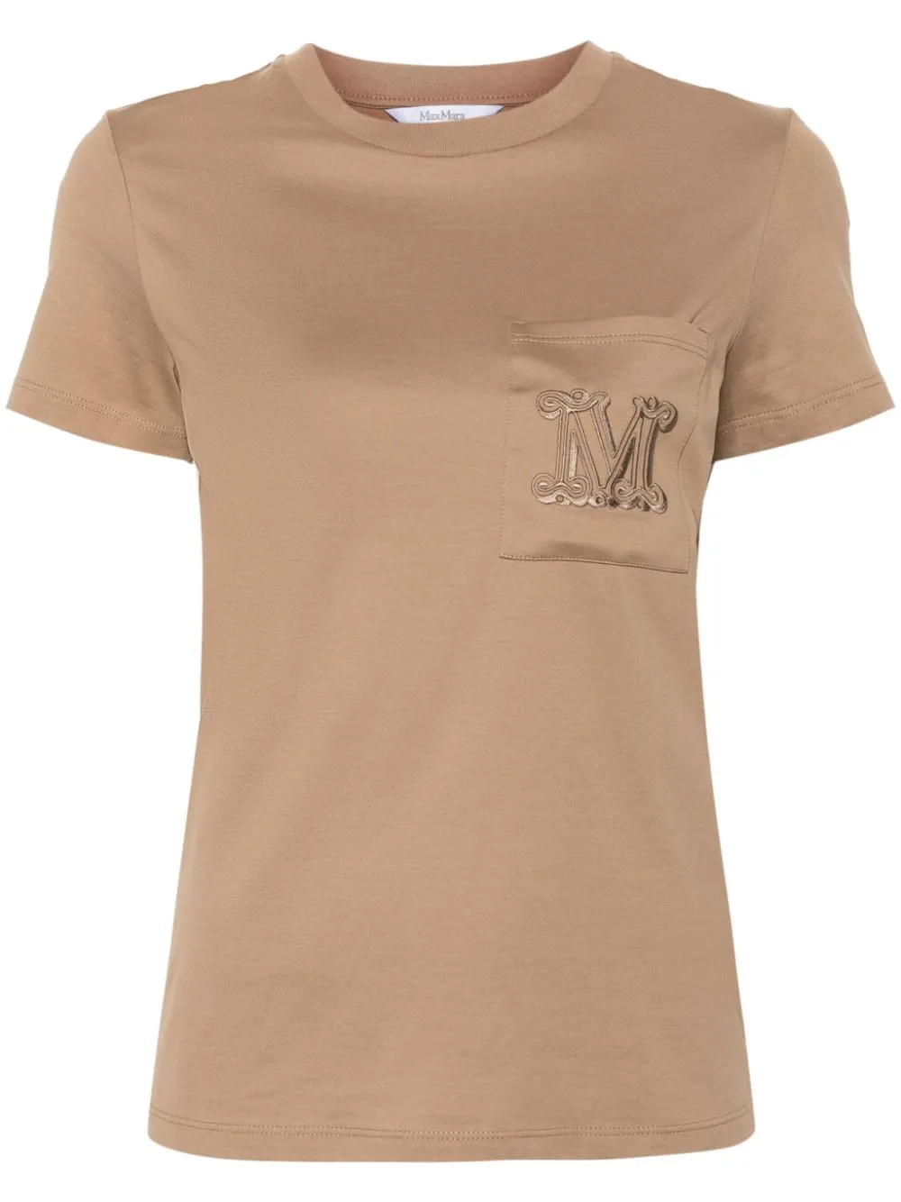 Max Mara Clay-coloured Cotton T-shirt With Logo In Brown