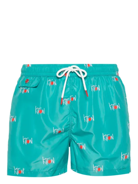 Kiton logo-print swim shorts