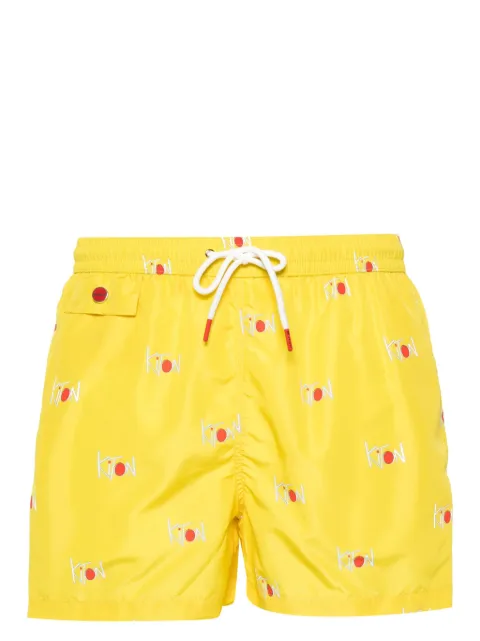 Kiton logo-print swim shorts