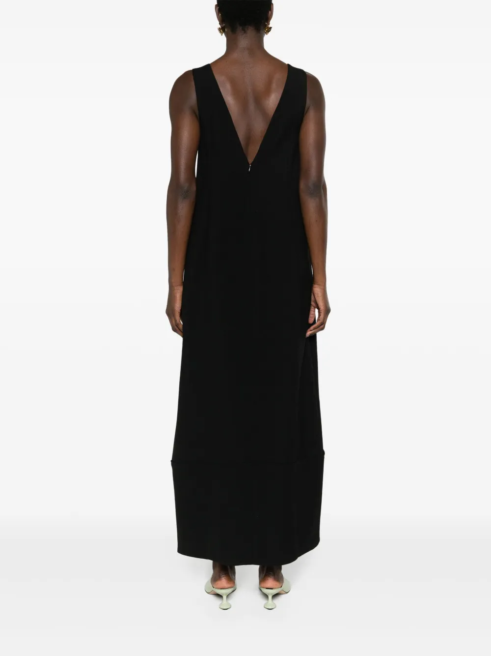 Shop Jil Sander U-neck Wool Maxi Dress In Black